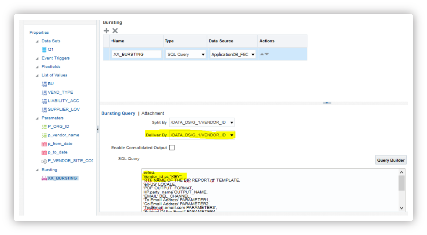 Bursting Example Email Distribution