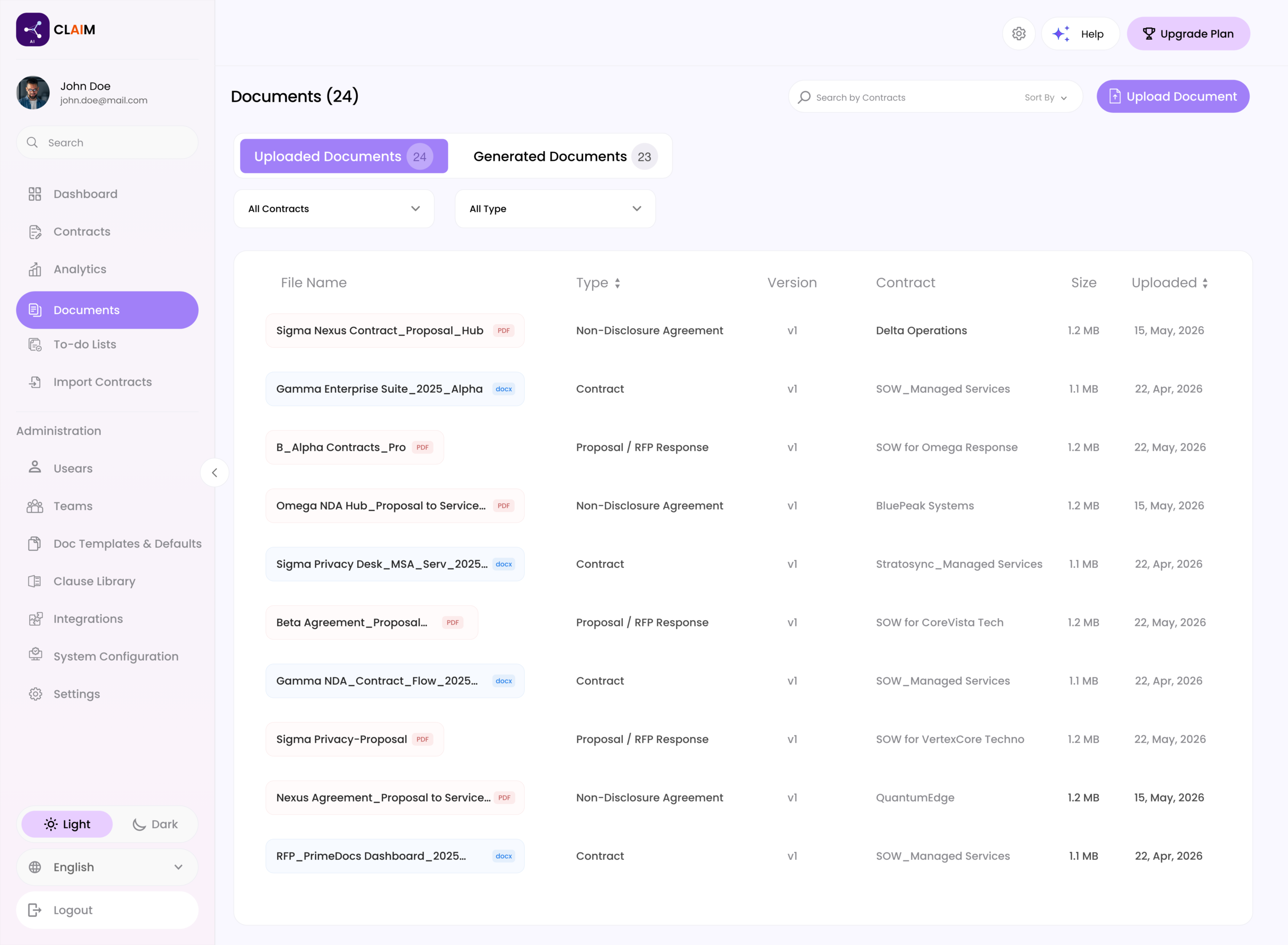 Document Hub Dashboard